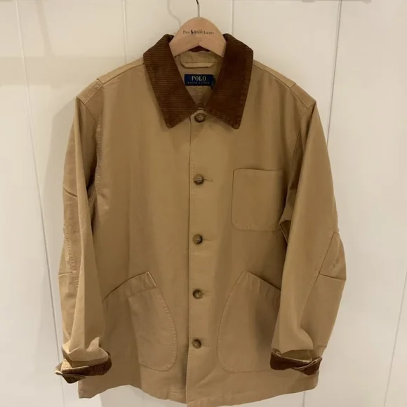 NWT Polo Ralph Lauren Beige Oversize Jacket Corduroy Collar Cuff Size Medium - Picture 5 of 13
